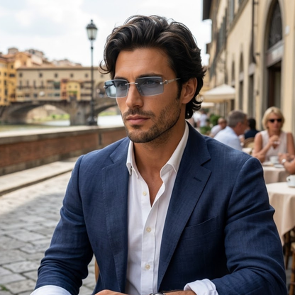 Herren Sonnenbrille mit rechteckigen Gläsern und dekorativem Bügeldetail-Glasses for men-Alpenkind
