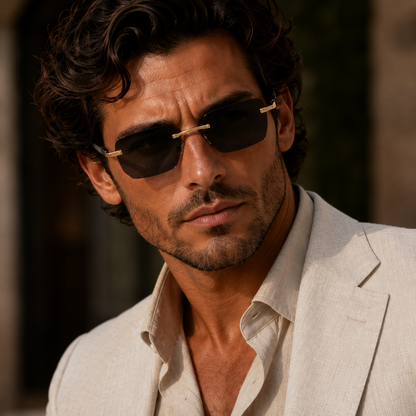 Herren Sonnenbrille mit rechteckigen Gläsern und Metallsteg-Glasses for men-Alpenkind