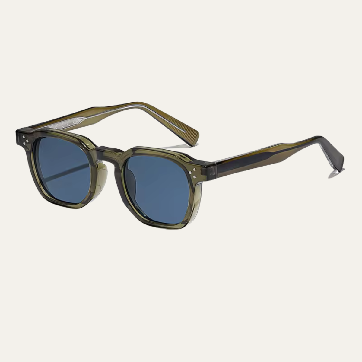 Herren Sonnenbrille mit transparenter eckiger Fassung und gemusterten Bügeln-Glasses for men-Alpenkind