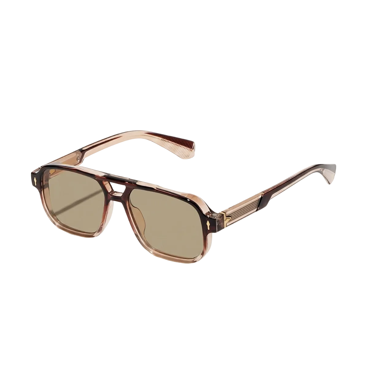 Herren Sonnenbrille mit transparenter eckiger Fassung und gerippten Bügeln-Glasses for men-Alpenkind