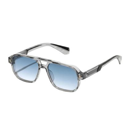 Herren Sonnenbrille mit transparenter eckiger Fassung und gerippten Bügeln-Glasses for men-Alpenkind