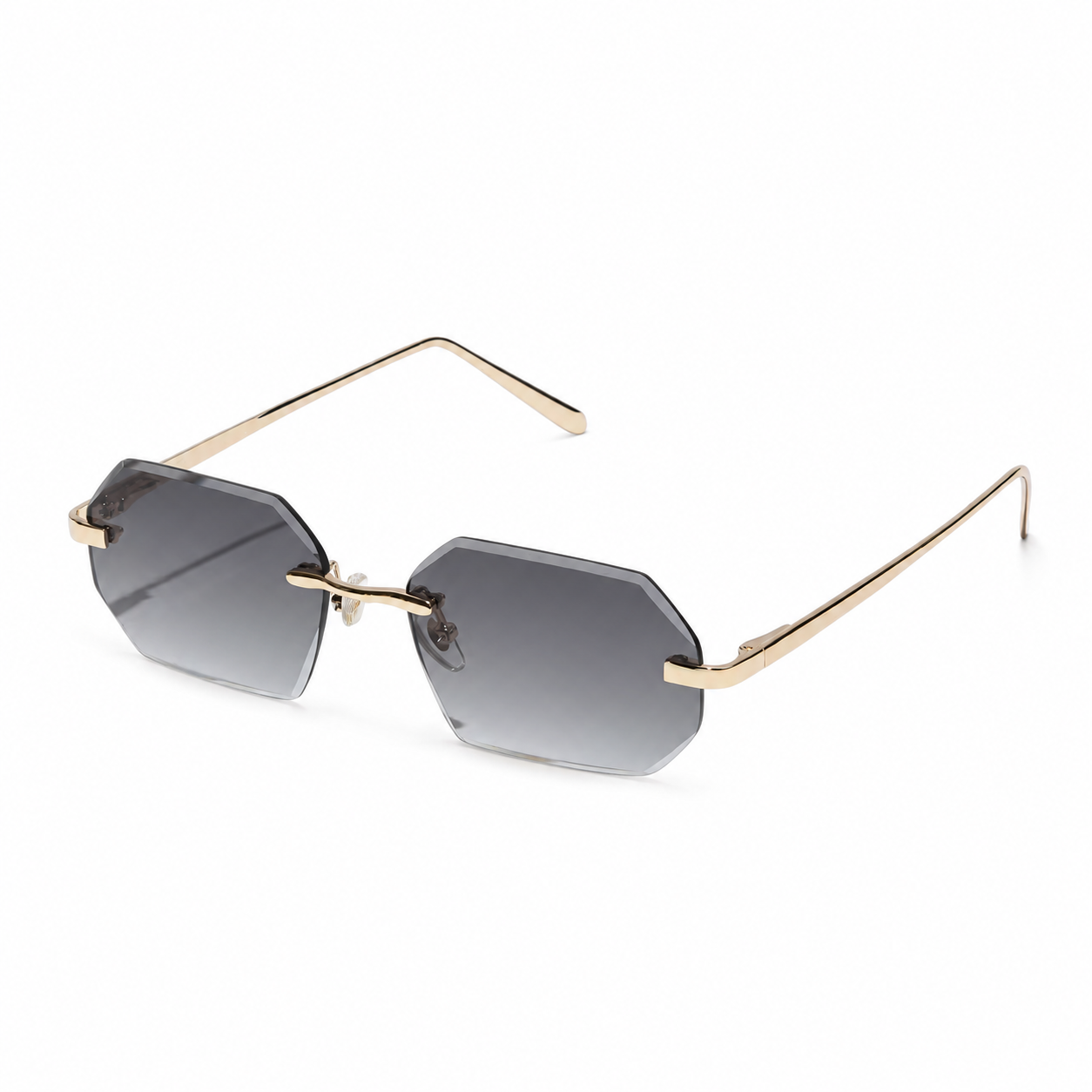 Herren Sonnenbrille ohne Rahmen mit achteckigen Gläsern und Metallbügeln-Glasses for men-Alpenkind