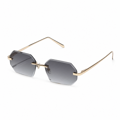 Herren Sonnenbrille ohne Rahmen mit achteckigen Gläsern und Metallbügeln-Glasses for men-Alpenkind