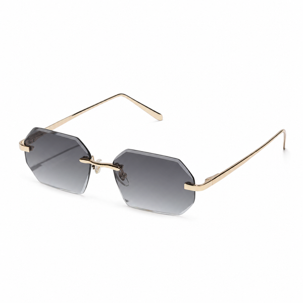 Herren Sonnenbrille ohne Rahmen mit achteckigen Gläsern und Metallbügeln-Glasses for men-Alpenkind