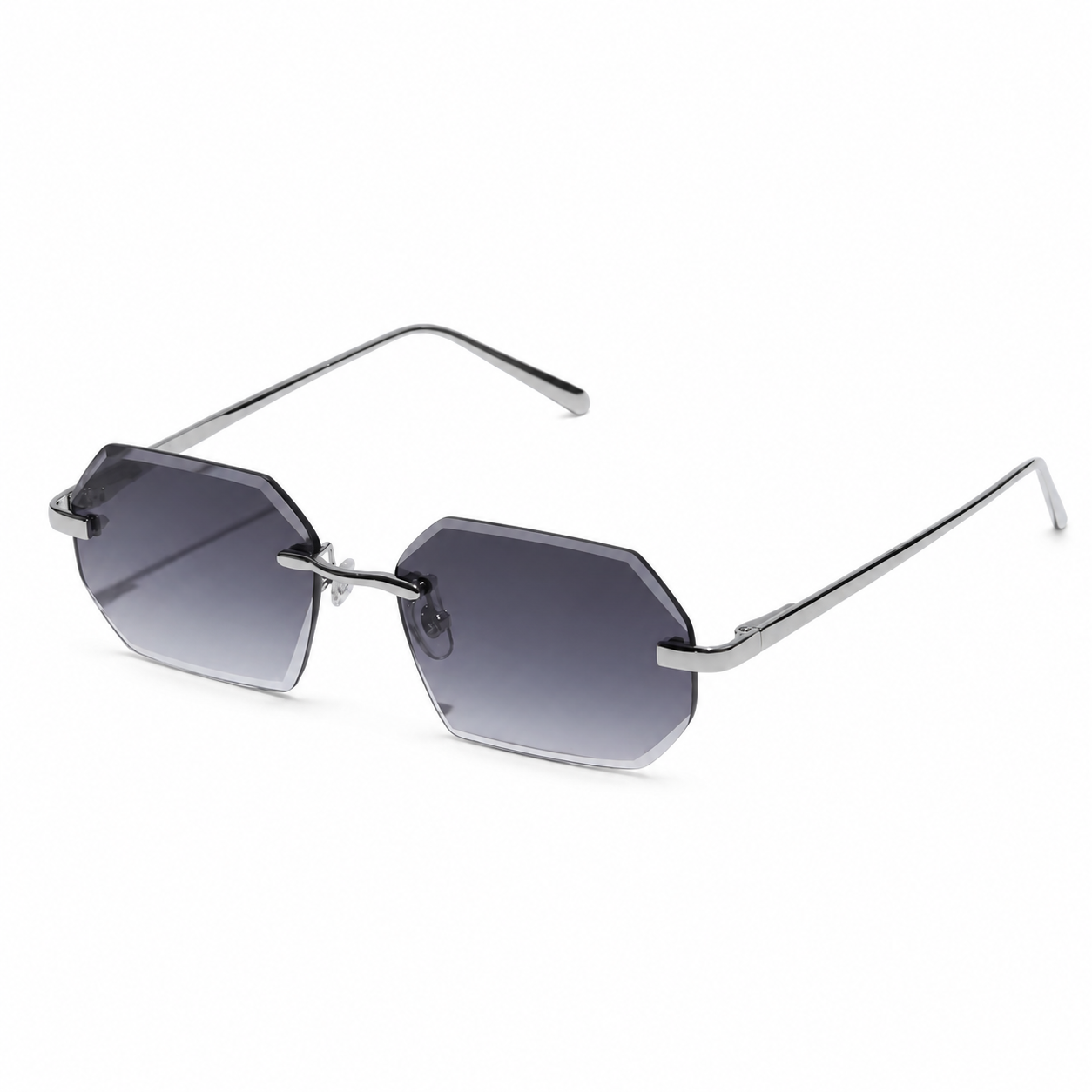 Herren Sonnenbrille ohne Rahmen mit achteckigen Gläsern und Metallbügeln-Glasses for men-Alpenkind