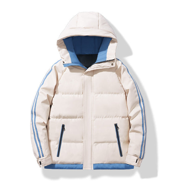 Herren-Steppjacke mit Kapuze und gestreiften Ärmeln-Jackets for men-Alpenkind