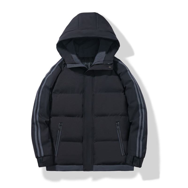 Herren-Steppjacke mit Kapuze und gestreiften Ärmeln-Jackets for men-Alpenkind