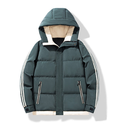 Herren-Steppjacke mit Kapuze und gestreiften Ärmeln-Jackets for men-Alpenkind