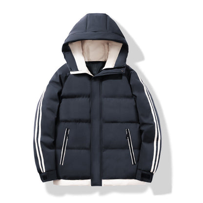 Herren-Steppjacke mit Kapuze und gestreiften Ärmeln-Jackets for men-Alpenkind