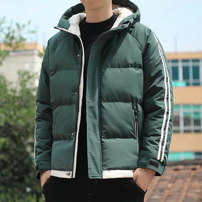 Herren-Steppjacke mit Kapuze und gestreiften Ärmeln-Jackets for men-Alpenkind