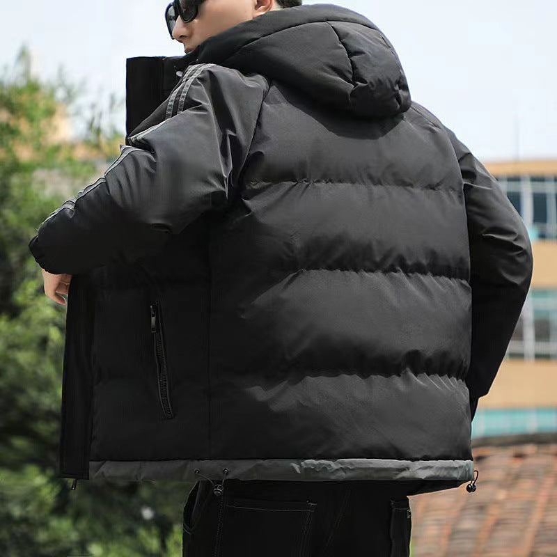 Herren-Steppjacke mit Kapuze und gestreiften Ärmeln-Jackets for men-Alpenkind