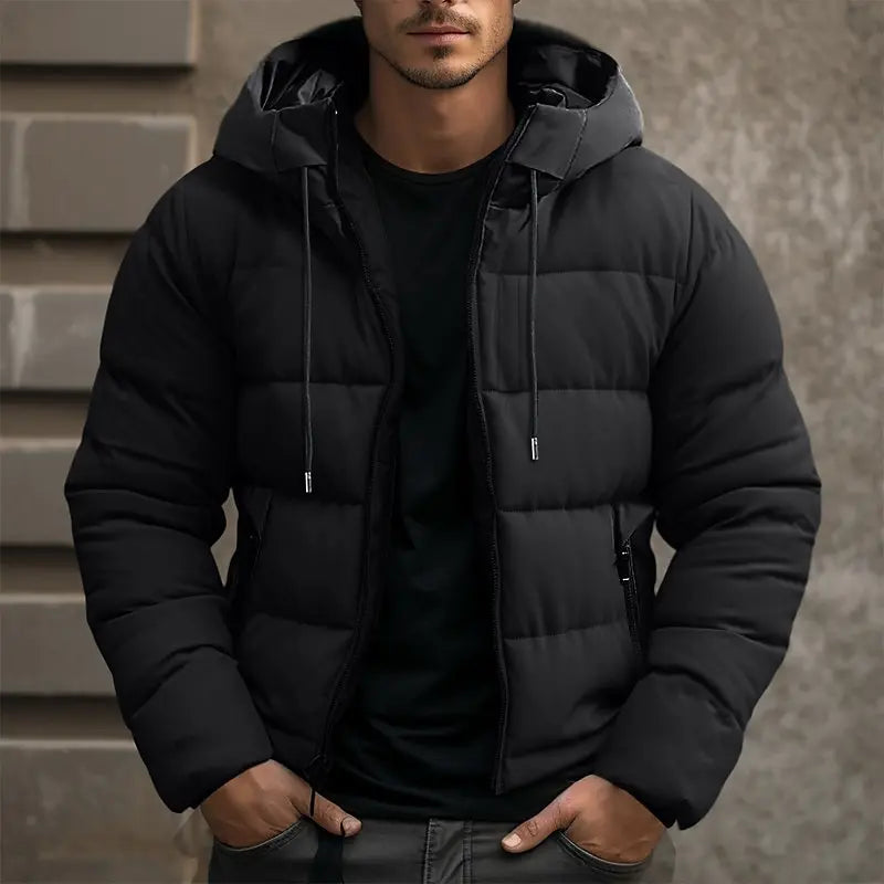 Herren-Steppjacke mit Kapuze und Kordelzug-Jackets for men-Alpenkind