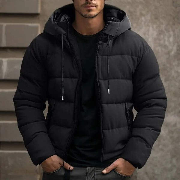 Herren-Steppjacke mit Kapuze und Kordelzug-Jackets for men-Alpenkind