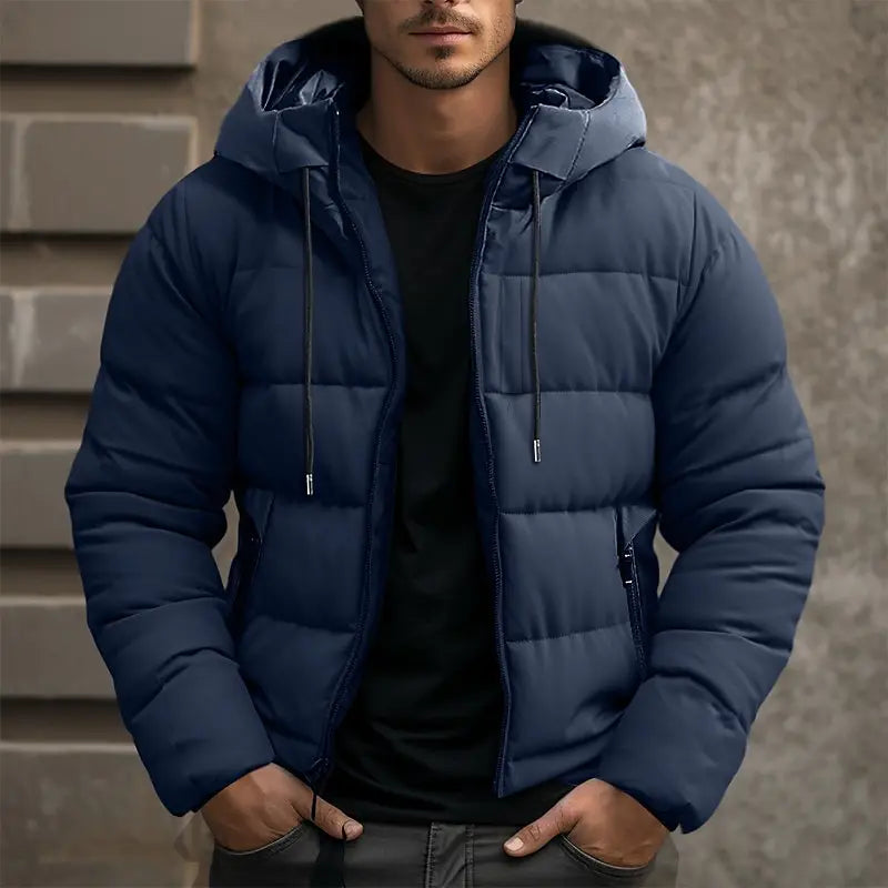 Herren-Steppjacke mit Kapuze und Kordelzug-Jackets for men-Alpenkind