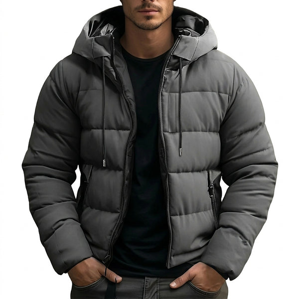 Herren-Steppjacke mit Kapuze und Kordelzug-Jackets for men-Alpenkind