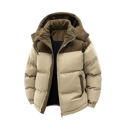 Herren Steppjacke mit Kapuze und Kordstruktur-Men Outerwear-Alpenkind