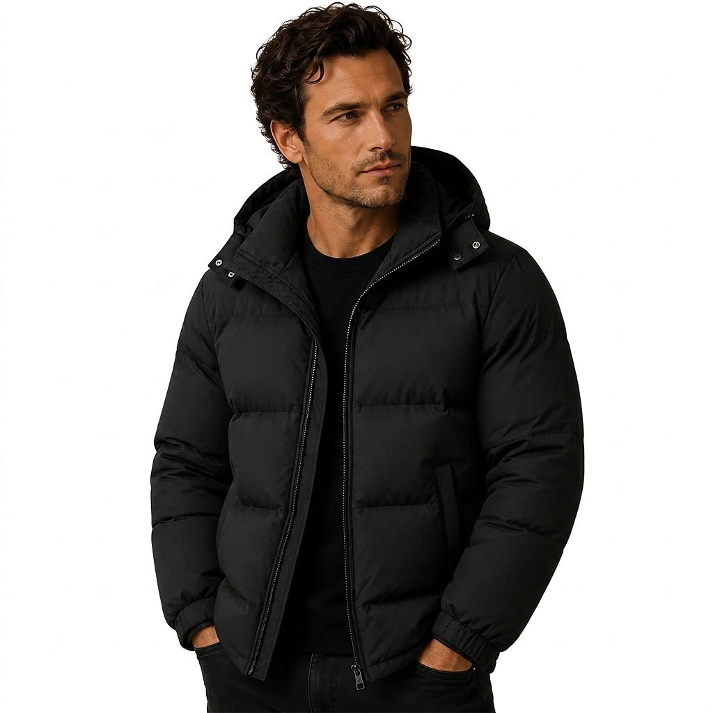 Herren-Steppjacke mit Kapuze und Reißverschluss-Jackets for men-Alpenkind