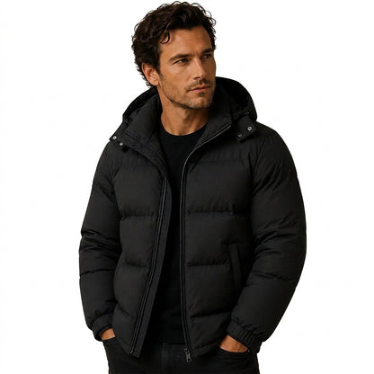 Herren-Steppjacke mit Kapuze und Reißverschluss-Jackets for men-Alpenkind
