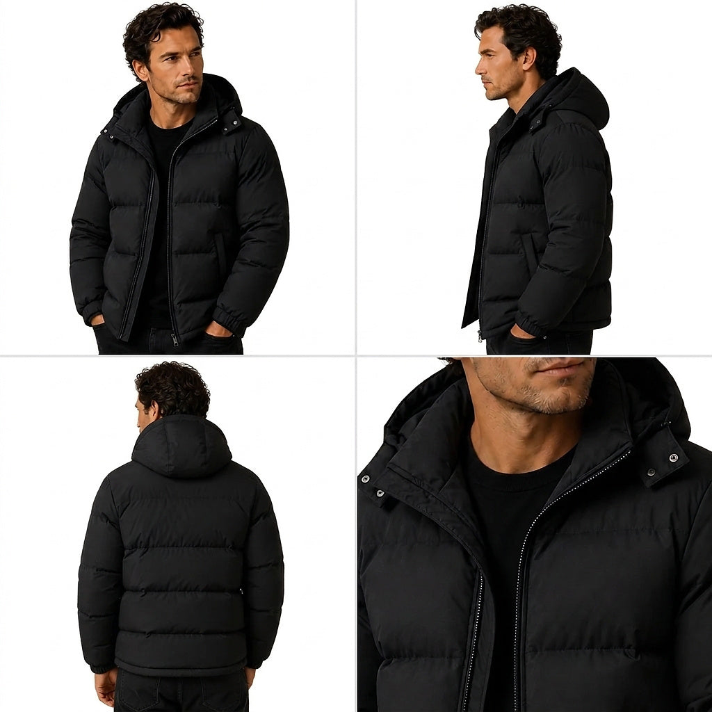 Herren-Steppjacke mit Kapuze und Reißverschluss-Jackets for men-Alpenkind