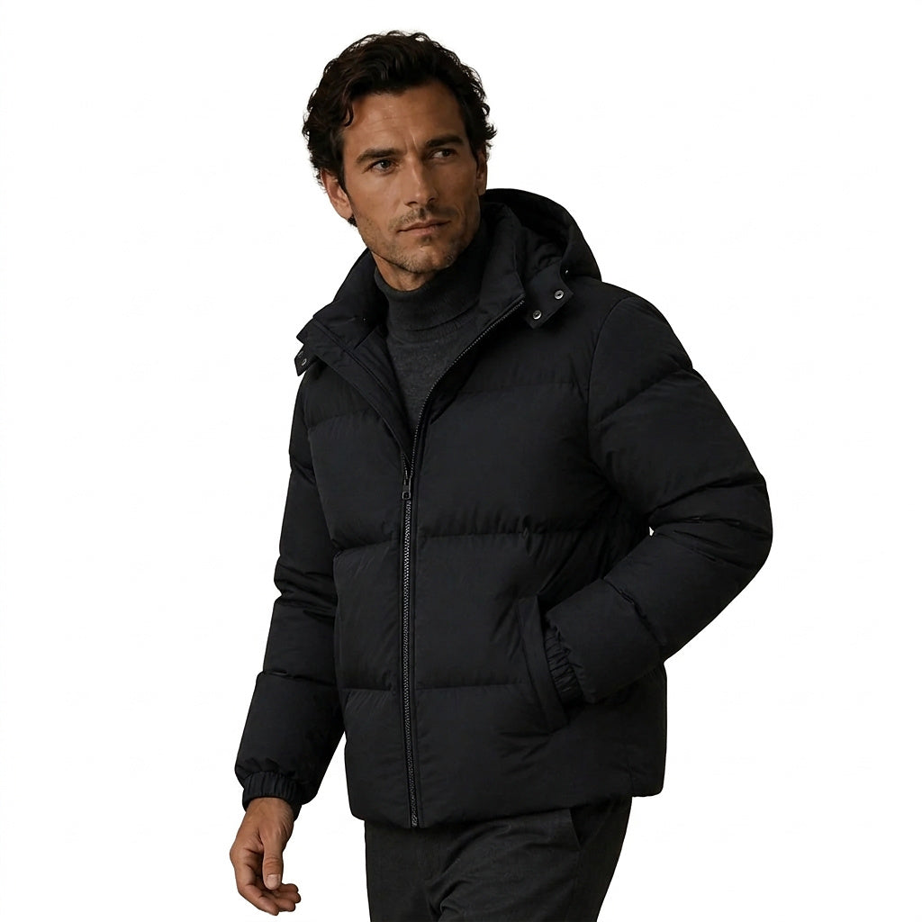 Herren-Steppjacke mit Kapuze und Reißverschluss-Jackets for men-Alpenkind