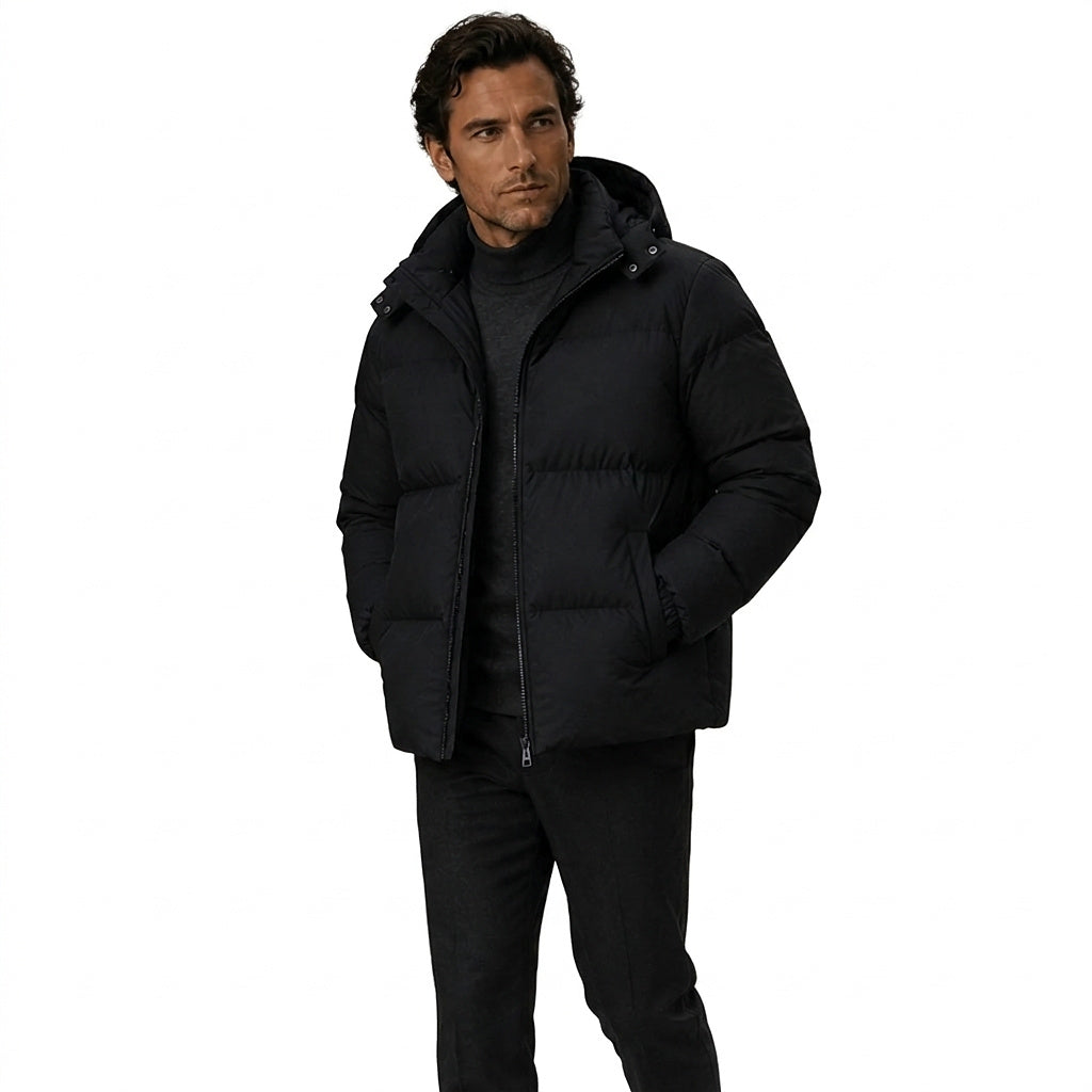Herren-Steppjacke mit Kapuze und Reißverschluss-Jackets for men-Alpenkind
