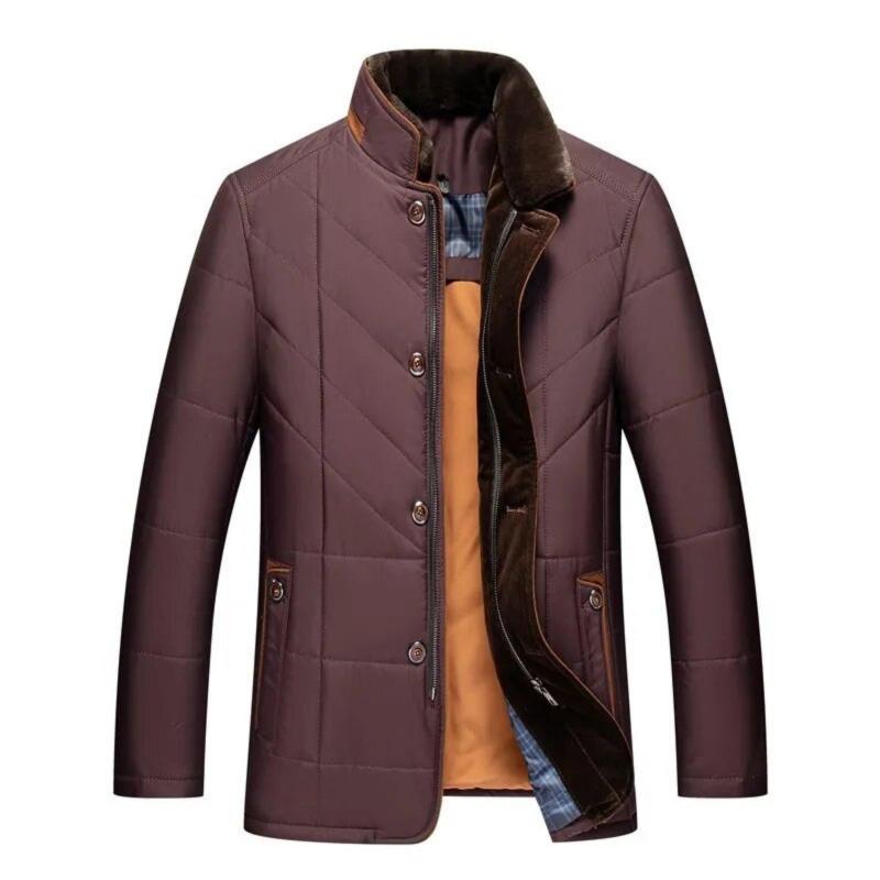 Herren-Steppjacke mit Kunstfellkragen und Knopfverschluss-Jackets for men-Alpenkind