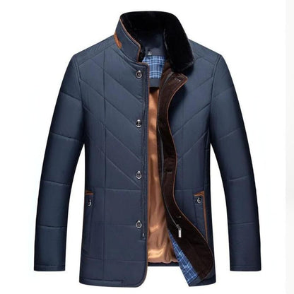 Herren-Steppjacke mit Kunstfellkragen und Knopfverschluss-Jackets for men-Alpenkind