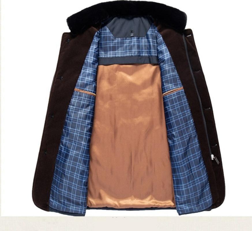 Herren-Steppjacke mit Kunstfellkragen und Knopfverschluss-Jackets for men-Alpenkind