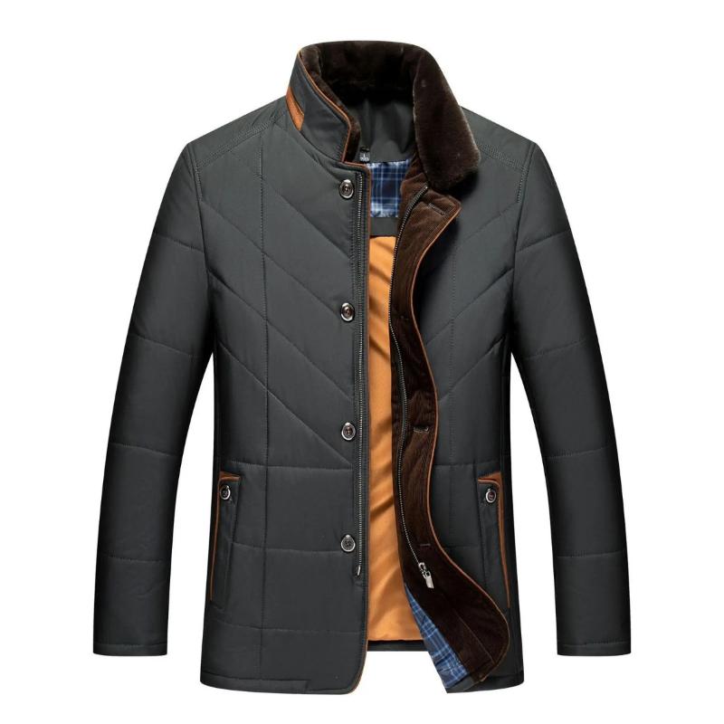 Herren-Steppjacke mit Kunstfellkragen und Knopfverschluss-Jackets for men-Alpenkind