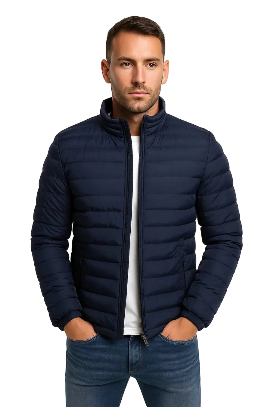 Herren Steppjacke mit Stehkragen und Reißverschluss-Men Jackets-Alpenkind
