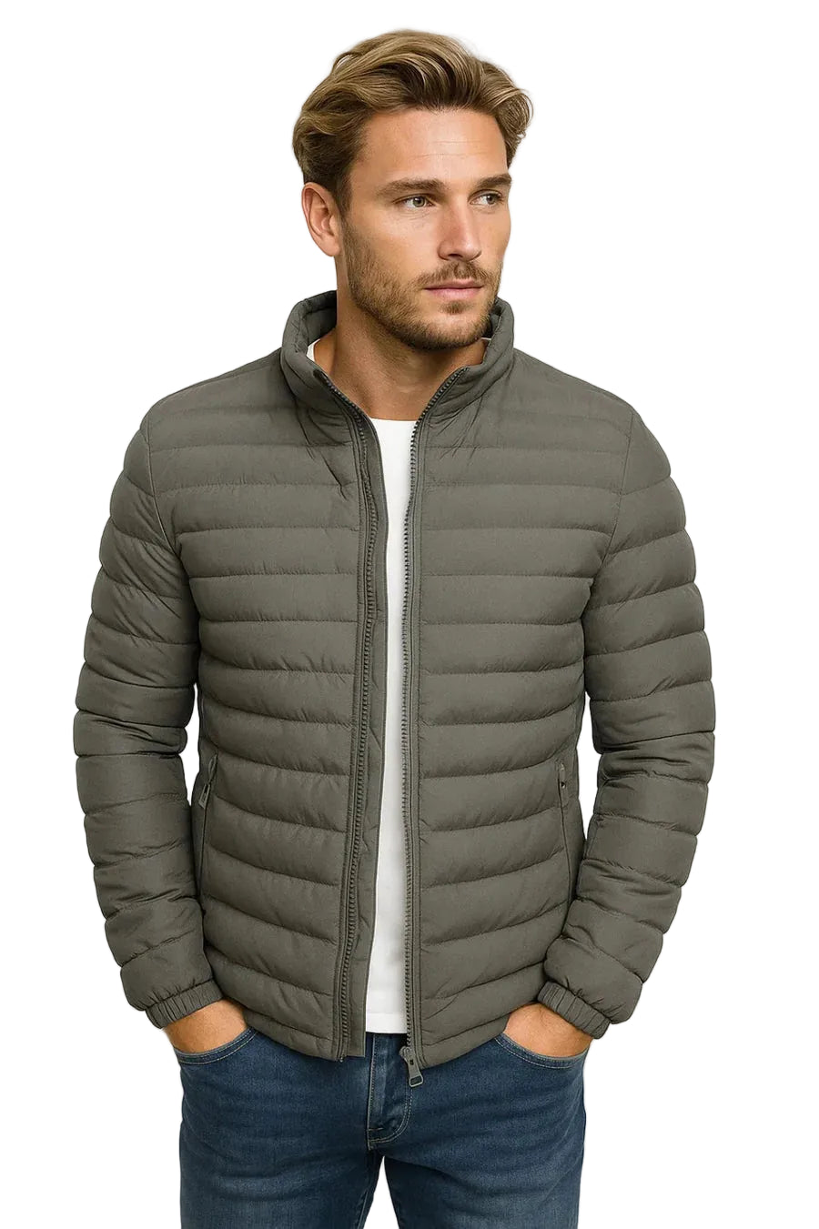 Herren Steppjacke mit Stehkragen und Reißverschluss-Men Jackets-Alpenkind