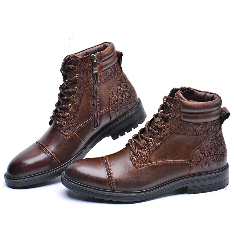 Herren-Stiefeletten mit seitlichem Reißverschluss und Schnürung-Men's Shoes-Alpenkind