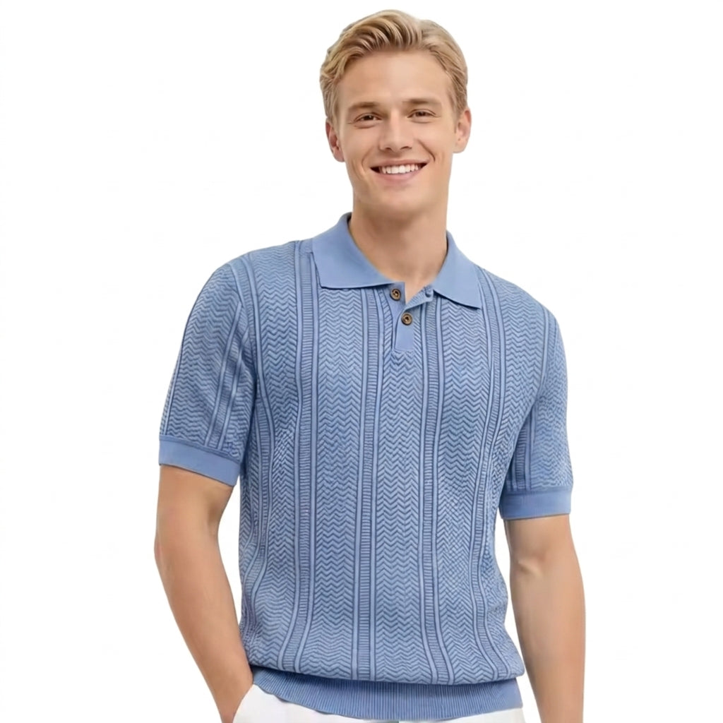 Herren Strick-Poloshirt mit Knopfleiste-Shirts for men-Alpenkind