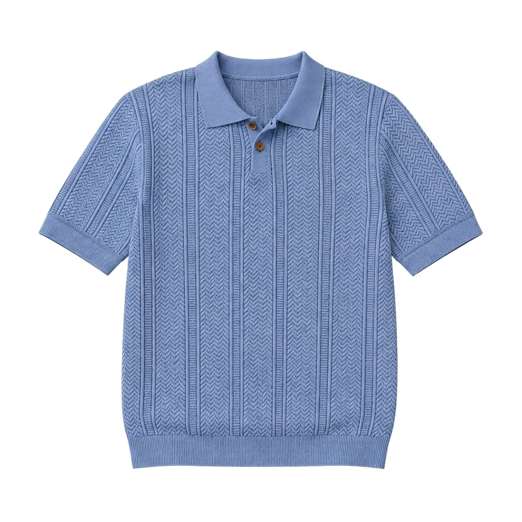 Herren Strick-Poloshirt mit Knopfleiste-Shirts for men-Alpenkind