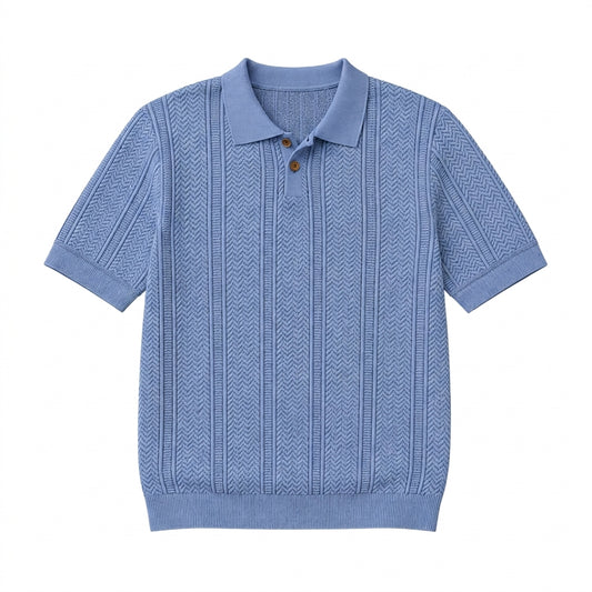 Herren Strick-Poloshirt mit Knopfleiste-Shirts for men-Alpenkind
