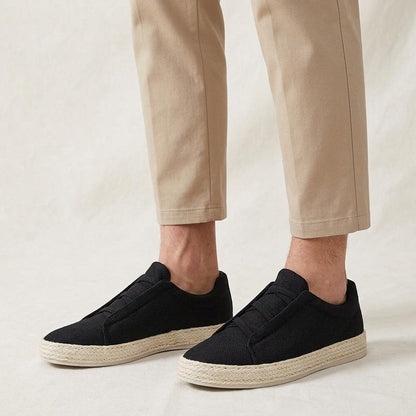 Herren Strick-Slip-On-Sneaker mit Jute-Besatz-Footwear for men-Alpenkind