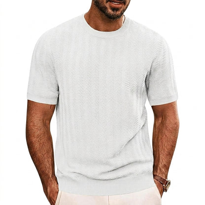 Herren Strick-T-Shirt mit Chevron-Struktur und Rundhalsausschnitt-T-shirt for men-Alpenkind
