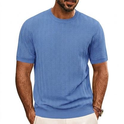 Herren Strick-T-Shirt mit Chevron-Struktur und Rundhalsausschnitt-T-shirt for men-Alpenkind