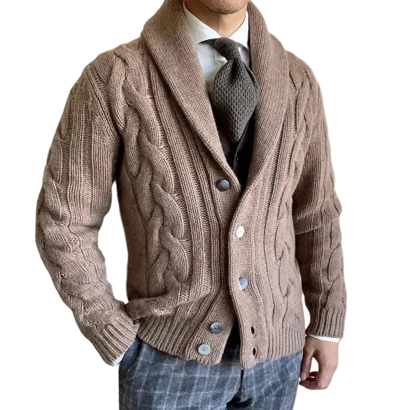 Herren Strickcardigan mit Schalkragen-Men Sweaters-Alpenkind