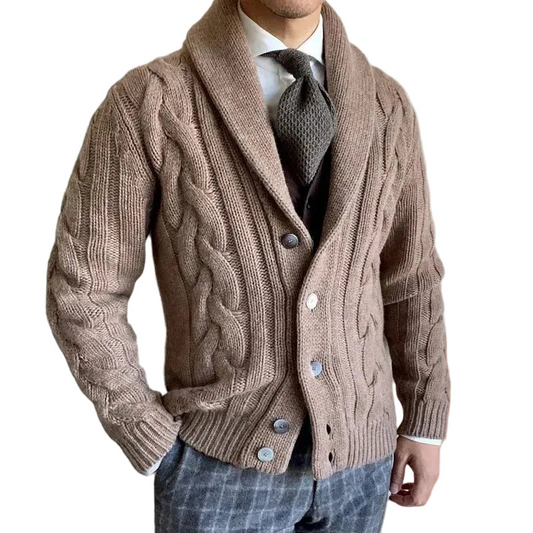 Herren Strickcardigan mit Schalkragen-Men Sweaters-Alpenkind