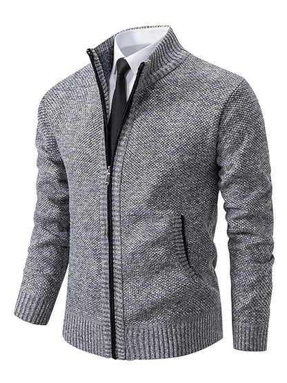 Herren-Strickjacke mit durchgehendem Reißverschluss und Rippstrick-Cardigan for men-Alpenkind