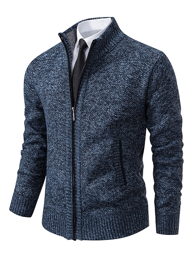Herren-Strickjacke mit durchgehendem Reißverschluss und Rippstrick-Cardigan for men-Alpenkind