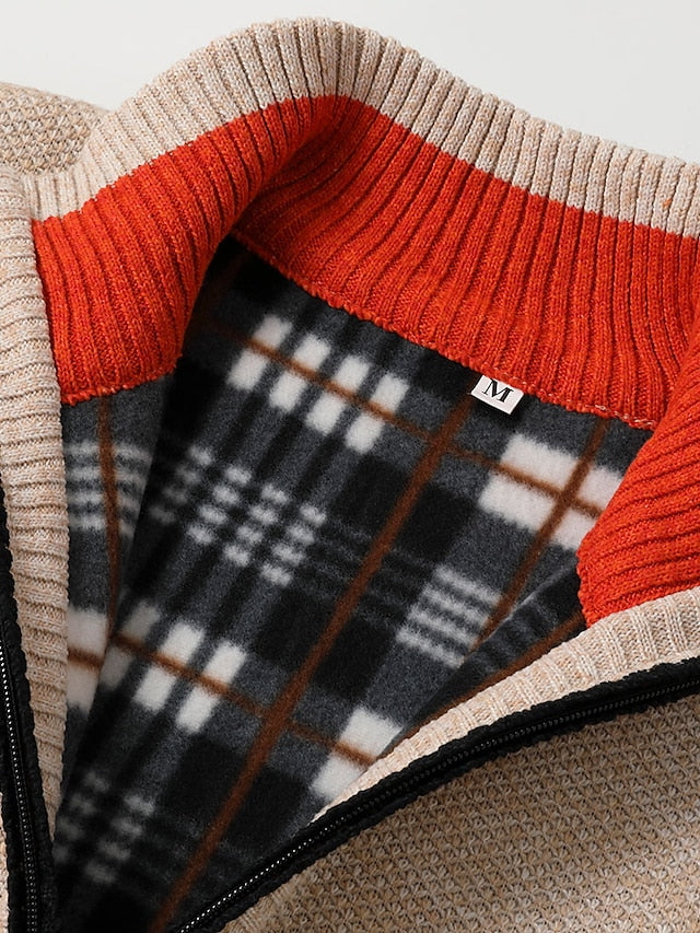 Herren-Strickjacke mit durchgehendem Reißverschluss und Rippstrick-Cardigan for men-Alpenkind