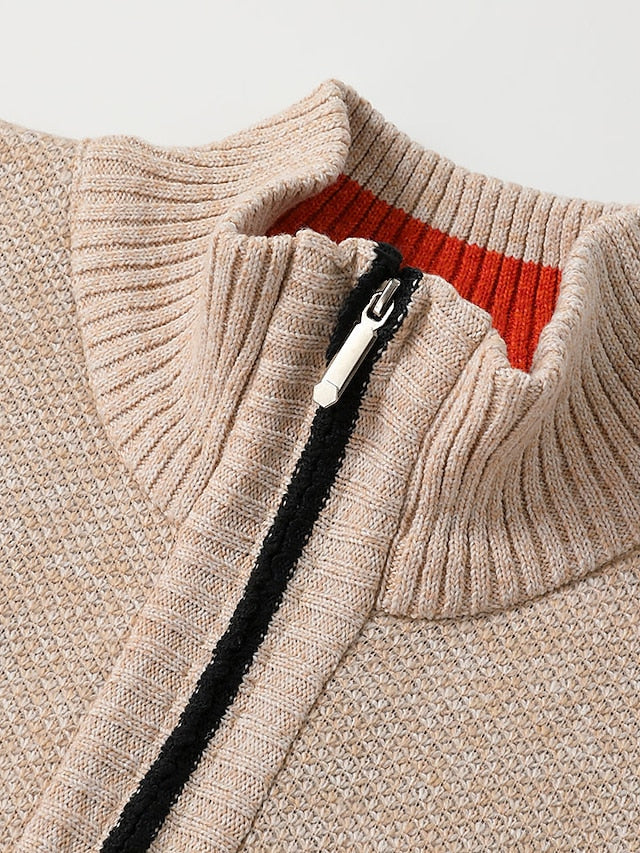 Herren-Strickjacke mit durchgehendem Reißverschluss und Rippstrick-Cardigan for men-Alpenkind