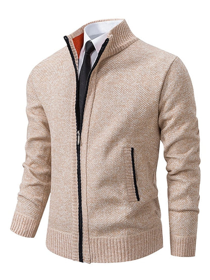Herren-Strickjacke mit durchgehendem Reißverschluss und Rippstrick-Cardigan for men-Alpenkind