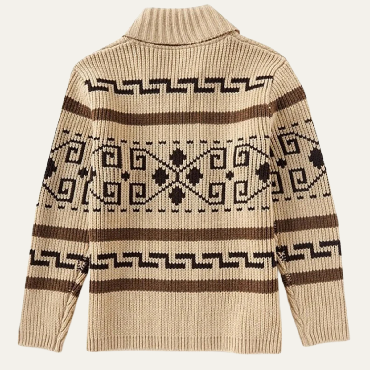 Herren-Strickjacke mit geometrischem Muster, Reißverschluss und Schalkragen-Cardigan for men-Alpenkind