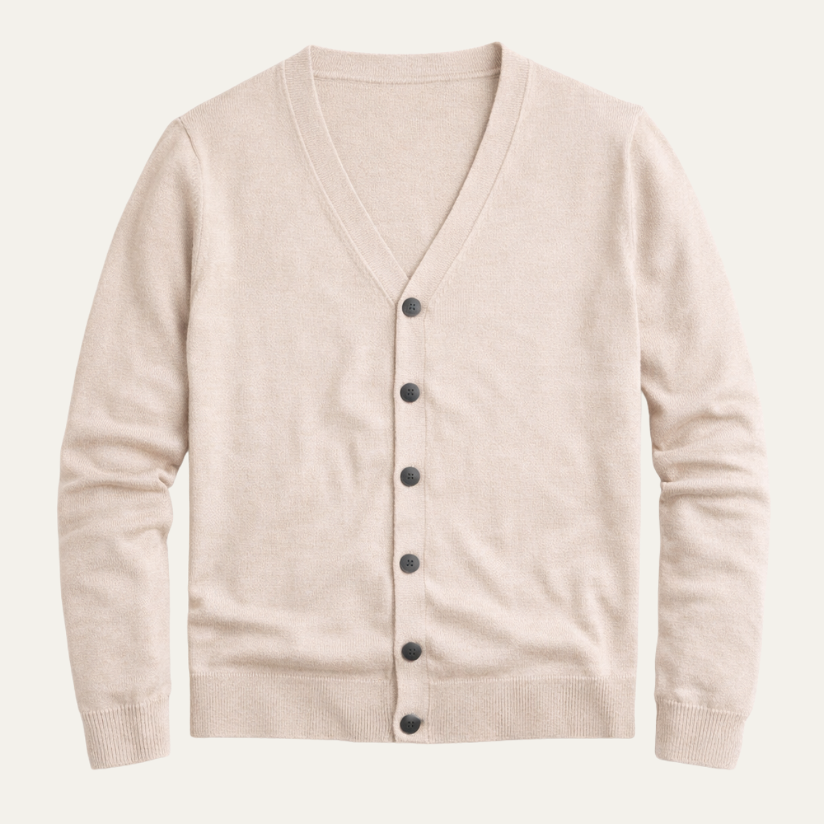 Herren Strickjacke mit Knopfleiste, V-Ausschnitt und Rippbündchen-Men Cardigans-Alpenkind