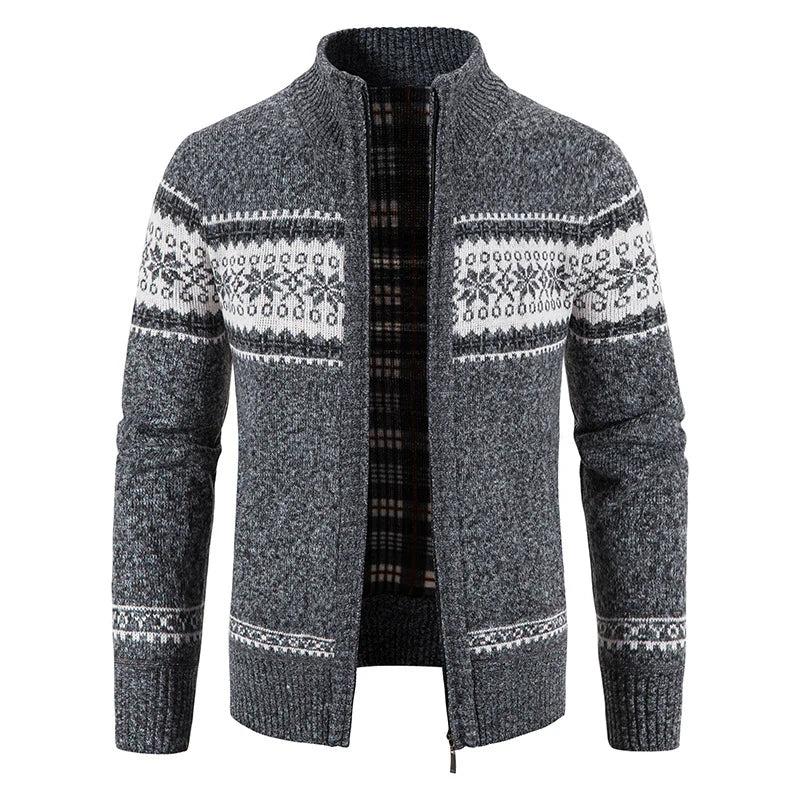 Herren Strickjacke mit Reißverschluss und Stehkragen-Men Cardigans-Alpenkind