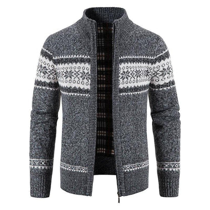 Herren Strickjacke mit Reißverschluss und Stehkragen-Men Cardigans-Alpenkind