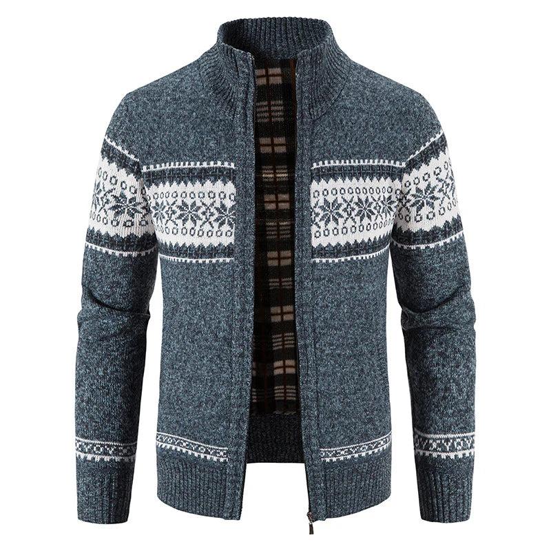 Herren Strickjacke mit Reißverschluss und Stehkragen-Men Cardigans-Alpenkind